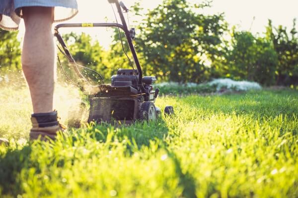 someone mowing the lawn